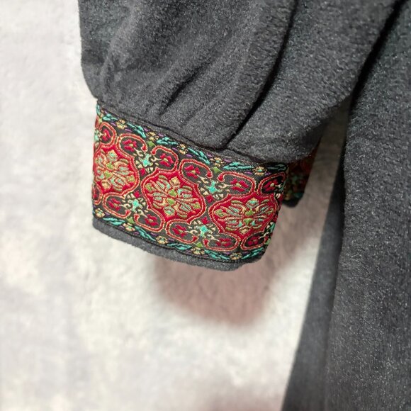 Vintage Vanity Fair Nightgown Womens XL Gray Velvet Velour Embroidered Zip Coat - Picture 6 of 11